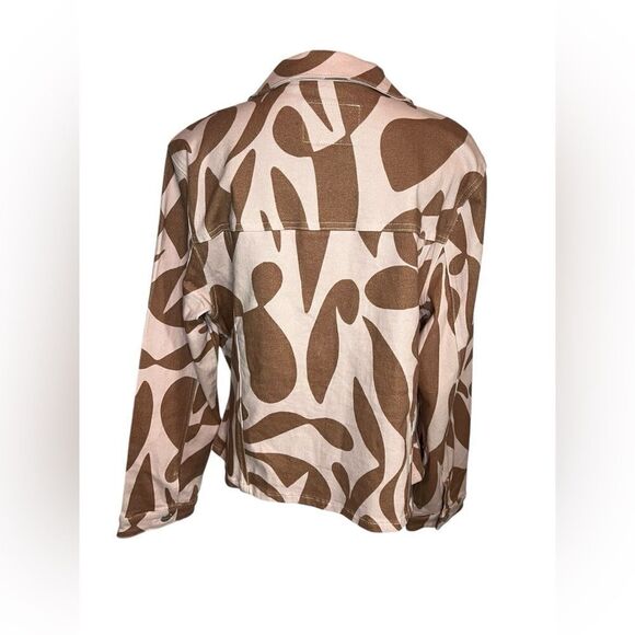 NWT ANTHROPOLOGIE SANCTUARY BABY PINK/BROWN TROPICAL GIRLY DENIM JACKET SIZE XL - Picture 10 of 13